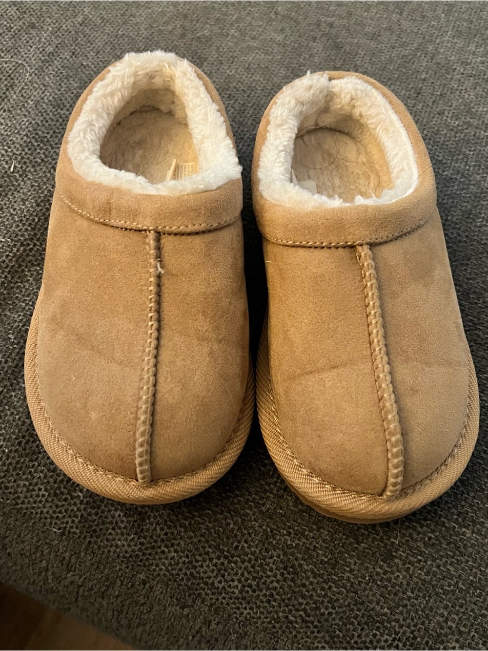Target Kids Tan Faux-Suede Plush-Lined Slip-On Slippers